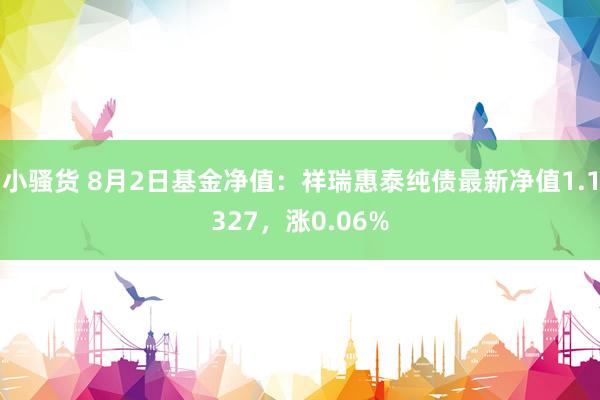 小骚货 8月2日基金净值：祥瑞惠泰纯债最新净值1.1327，涨0.06%