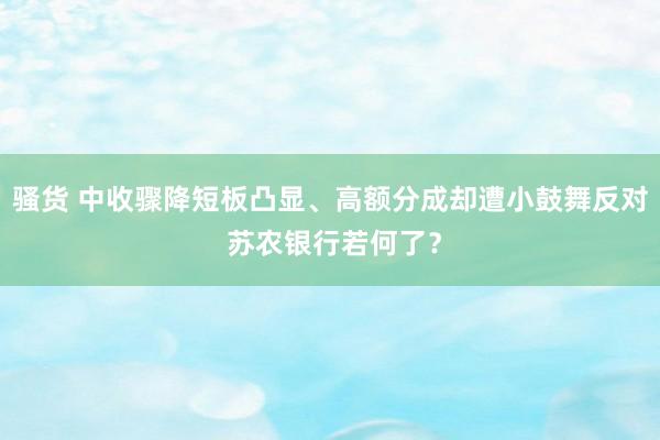 骚货 中收骤降短板凸显、高额分成却遭小鼓舞反对 苏农银行若何了？