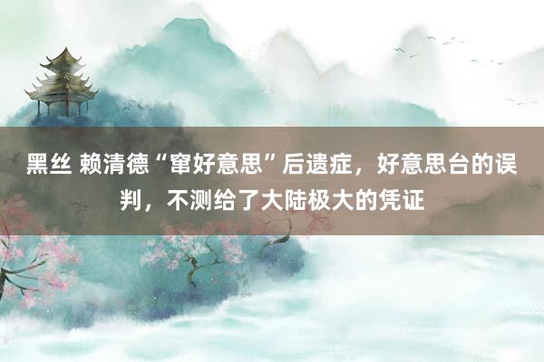 黑丝 赖清德“窜好意思”后遗症，好意思台的误判，不测给了大陆极大的凭证